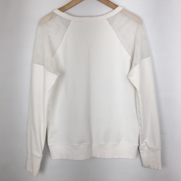 Athleta Citytime Mesh Shoulder Crewneck Sweatshirt Top White Women’s Size Large - Picture 12 of 14